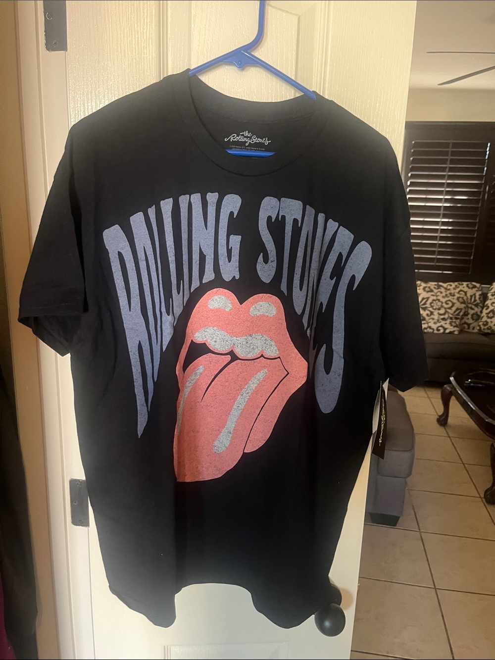 NWT- Rolling Stones Black Tee with Red Tongue and Gray Lettering